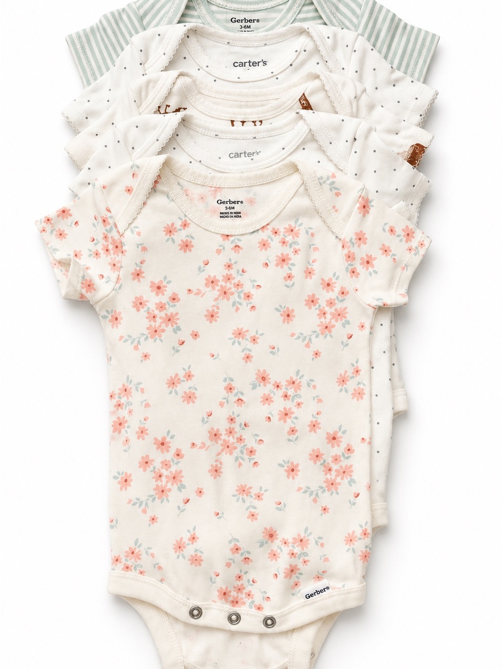 5pc Baby Girl Neutral Onesie Bundle 3-6M Carter’s Gerber Floral Giraffe